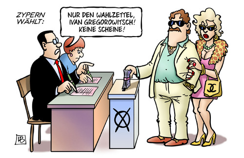 Cartoon: Zypernwahl (medium) by Harm Bengen tagged zypernwahl,zypern,wahl,wahlzettel,wahlurne,bestechung,korruption,scheine,geld,russen,schwarzgeld,eu,europa,rettungsschirm,banken,harm,bengen,cartoon,karikatur,zypernwahl,zypern,wahl,wahlzettel,wahlurne,bestechung,korruption,scheine,geld,russen,schwarzgeld,eu,europa,rettungsschirm,banken,harm,bengen,cartoon,karikatur