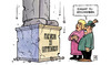 Cartoon: Abschreiben (small) by Harm Bengen tagged abschreiben,guttenberg,verteidigungsminister,csu,bayern,doktor,freiherr,doktorarbeit,plagiat,denkmal,bröckeln,bröseln,absturz,niedergang