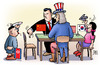 Cartoon: An den Tisch (small) by Harm Bengen tagged kim,jong,un,nordkorea,südkorea,china,tisch,verhandlungen,krieg,provokation,manöver,raketen,tarnkappenbomber,atomwaffen,test,usa,obama,harm,bengen,cartoon,karikatur
