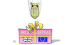 Cartoon: Binnenmarktgesetz (small) by Harm Bengen tagged brexit,vertrag,binnenmarktgesetz,gb,uk,eu,europa,austrittsvertrag,bombe,johnson,paket,schleife,harm,bengen,cartoon,karikatur
