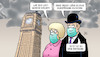 Cartoon: Brexit-Mutation (small) by Harm Bengen tagged uk,gb,isoliert,brexit,corona,europäische,mutation,britische,big,ben,harm,bengen,cartoon,karikatur
