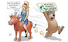 Cartoon: Gazprom-Rekordgewinn (small) by Harm Bengen tagged sanktionen,gazprom,rekordgewinn,eu,europa,stier,bär,krieg,ukraine,russland,harm,bengen,cartoon,karikatur