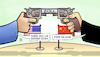 Cartoon: Handelsstreit und Zoll (small) by Harm Bengen tagged reden,pistole,china,handelsstreit,handelskrieg,zoll,sanktionen,usa,harm,bengen,cartoon,karikatur