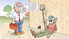 Cartoon: Hitze-Krisenhilfe (small) by Harm Bengen tagged krisenhilfe,dürre,klöckner,landwirtschaftsministerin,bauer,hitze,wetter,ernte,pleite,skelett,harm,bengen,cartoon,karikatur