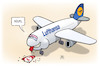 Cartoon: Lufthansa frisst Air Berlin (small) by Harm Bengen tagged lufthansa,fressen,air,berlin,fluggesellschaft,insolvenz,pleite,kauf,schlucken,harm,bengen,cartoon,karikatur