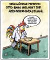 Cartoon: Otto Hahn (small) by Harm Bengen tagged physik hahn huhn atom kernspaltung