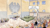 Cartoon: Panzer im Bundestag (small) by Harm Bengen tagged eindrucksvoll,bundestag,kanzler,scholz,leopard,panzer,bundeswehr,krieg,ukraine,russland,harm,bengen,cartoon,karikatur