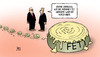Cartoon: Romneys Superfettnapf (small) by Harm Bengen tagged romney,fettnapf,usa,präsident,wahlkampf,republikaner,harm,bengen,cartoon,karikatur