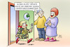 Cartoon: Willkommen 2023 (small) by Harm Bengen tagged neujahr,jahreswechsel,kind,michel,tuer,2023,ballon,outfit,rausschmeissen,camouflage,krieg,ukraine,russland,harm,bengen,cartoon,karikatur