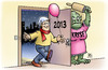 Cartoon: Willkommen in 2013 (small) by Harm Bengen tagged willkommen 2013 neujahr silvester betruken krise nudelholz harm bengen cartoon karikatur