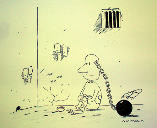 Cartoon: Prisoner (medium) by cizofreni tagged prisoner,mahkum,hapishane,prison,freedom,speech,dusunce,sucu