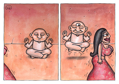 Cartoon: Third eye (medium) by vladan tagged third,eye,meditation,woman