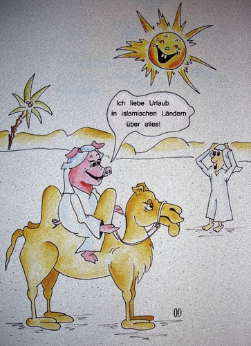 Cartoon: pig holiday (medium) by Sanni tagged urlaub