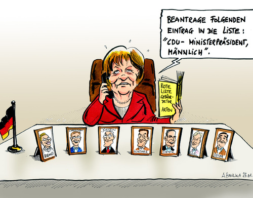 Cartoon: Gefährdete Arten (medium) by pianoman68 tagged peter,müller,cdu,ministerpräsident,merkel,deutschland,politik