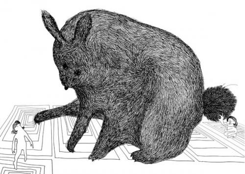 Cartoon: rabbit (medium) by Zuzu tagged creature,illustration,people,character,rabbit,animal,cute,spread,fantasy,book,interior,general,authentic,dandad,paul,davis