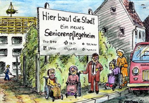Cartoon: neues seniorenheim (medium) by nootoon tagged senioren,alte,oma,opa,retirement,elder,nootoon