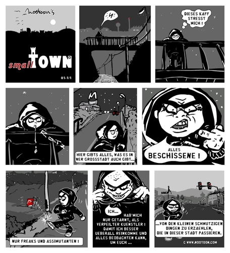 Cartoon: smalltown 1 von 3 (medium) by nootoon tagged smalltown,ilmenau,nootoon,comic,illustration