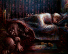 Cartoon: under my bed UPGRADE (small) by nootoon tagged bett bed nacht night monster nootoon digital ilmenau illustration