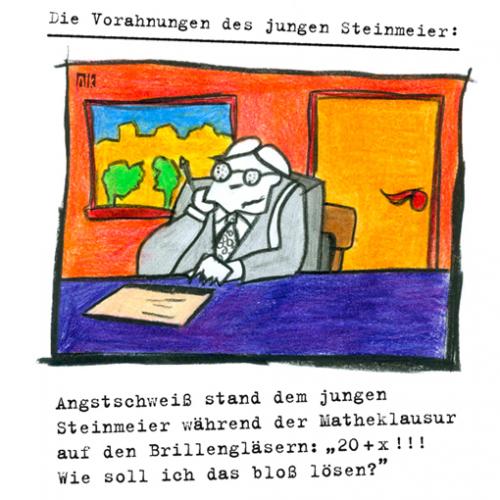 Cartoon: Der junge Steinmeier 4 (medium) by nik tagged steinmeier,jung,jugend,mathematik,klausur,wahl,verzweiflung,schweiß,cartoon,buntstift