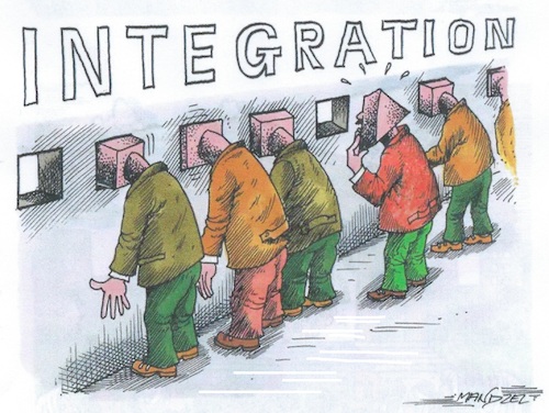 Cartoon: ... klappt nicht immer ! (medium) by mandzel tagged deutschland,flüchtlinge,integration,versäumnisse,unfähigkeiten,desinteresse,deutschland,flüchtlinge,integration,versäumnisse,unfähigkeiten,desinteresse