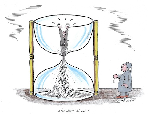 Cartoon: Angezählt (medium) by mandzel tagged merz,kanzler,sanduhr,politik,auslaufmodell,merz,kanzler,sanduhr,politik,auslaufmodell