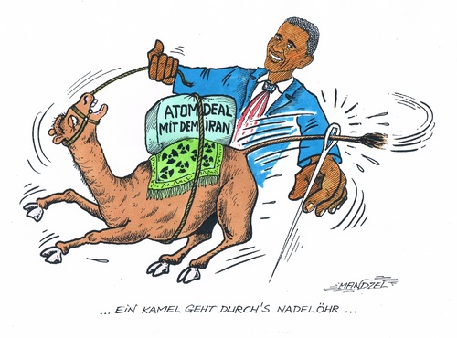 Cartoon: Atomdeal USA-Iran (medium) by mandzel tagged atomdeal,iran,usa,obama,einigung,atomdeal,iran,usa,obama,einigung