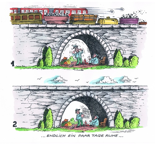 Cartoon: Bahn-Streik (medium) by mandzel tagged bahnstreik,lärmentwicklung,bahnstreik,lärmentwicklung