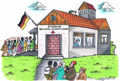 Cartoon: Balkan-Flüchtlinge ohne Chance (medium) by mandzel tagged flüchtlinge,balkan,asyl,abschiebung,chancenlosigkeiten,flüchtlinge,balkan,asyl,abschiebung,chancenlosigkeiten