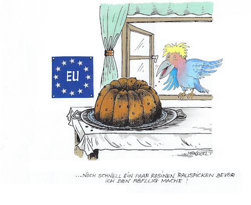 Cartoon: Brexit-Verhandlungen (medium) by mandzel tagged brexit,johnson,verhandlungen,diplomatie,großbritannien,eu,vorteile,brexit,johnson,verhandlungen,diplomatie,großbritannien,eu,vorteile