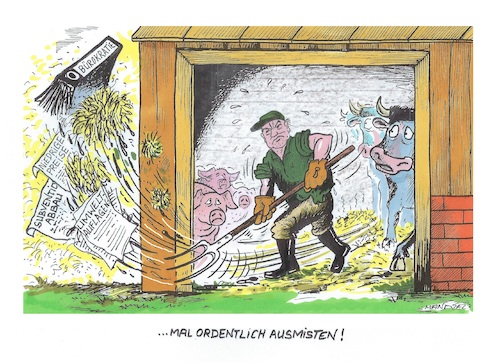 Cartoon: Den Bauern stinkt es ...! (medium) by mandzel tagged bauern,subventionsabbau,umweltauflagen,bürokratie,einkommensverluste,hofsterben,bauern,subventionsabbau,umweltauflagen,bürokratie,einkommensverluste,hofsterben