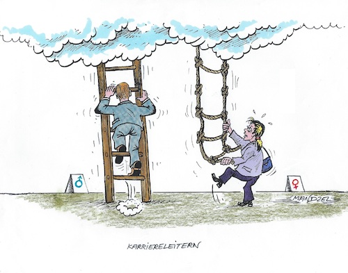 Cartoon: Der kleine Unterschied (medium) by mandzel tagged männer,frauen,verdienst,benachteiligung,kariere,männer,frauen,verdienst,benachteiligung,kariere