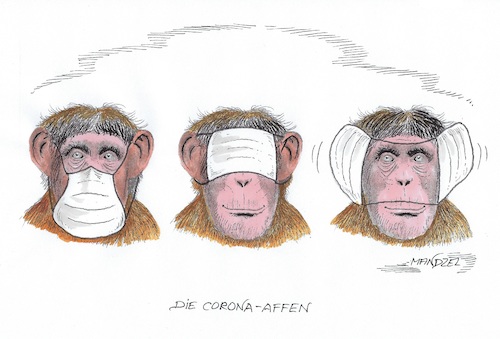 Cartoon: Die 3 Corona-Affen (medium) by mandzel tagged corona,pandemie,panik,chaos,hysterie,mundschutz,corona,pandemie,panik,chaos,hysterie,mundschutz