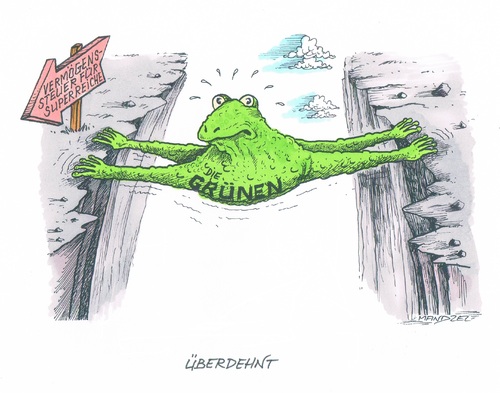 Cartoon: Die Grünen (medium) by mandzel tagged grün,superreiche,vermögenssteuer,parteitag,wahlkampfthema,grün,superreiche,vermögenssteuer,parteitag,wahlkampfthema