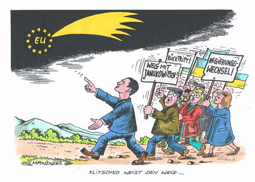 Cartoon: Diesem Stern folgt die Ukraine (medium) by mandzel tagged ukraine,klitschko,europa,stern,demonstration,ukraine,klitschko,europa,stern,demonstration