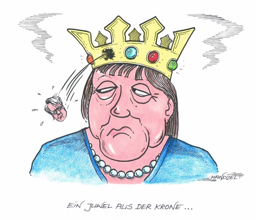 Cartoon: Ein Juwel aus der Krone... (medium) by mandzel tagged schavan,merkel,kronjuwel,verlust,schavan,merkel,kronjuwel,verlust