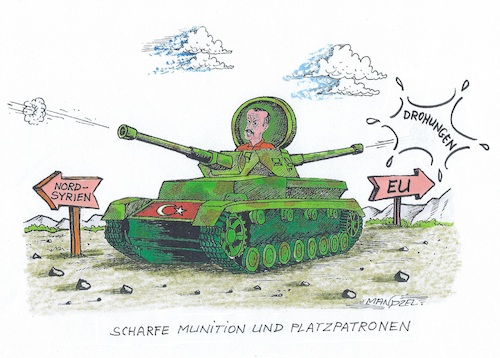 Cartoon: Erdogans Doppelschuss-Strategie (medium) by mandzel tagged türkei,erdogan,nordsyrien,kurden,einmarsch,krieg,terror,türkei,erdogan,nordsyrien,kurden,einmarsch,krieg,terror
