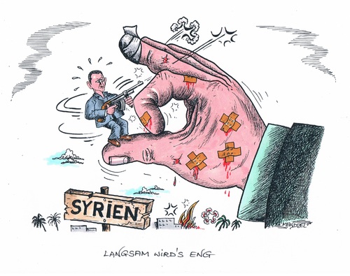 Cartoon: Es wird eng um Assad (medium) by mandzel tagged syrien,situation,der,zuspitzung,assad,syrien,assad