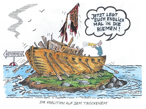 Cartoon: Es wird Zeit (medium) by mandzel tagged deutschland,merz,reformen,koalition,stillstand,deutschland,merz,reformen,koalition,stillstand