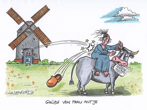 Cartoon: EU durch Holland in Not (medium) by mandzel tagged eu,niederlande,ukraine,vertrag,volksabstimmung,eu,niederlande,ukraine,vertrag,volksabstimmung