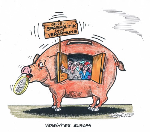 Cartoon: EZB im Blickpunkt (medium) by mandzel tagged ezb,verarmung,sparpolitik,europa,euro,ezb,verarmung,sparpolitik,europa,euro
