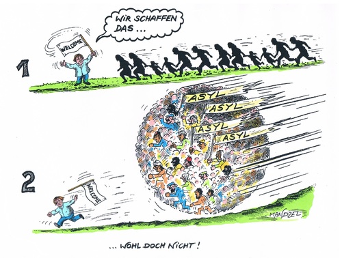 Cartoon: Flüchtlingskrise (medium) by mandzel tagged flüchtlinge,merkel,asyl,vielzahl,flüchtlingslawine,flüchtlinge,merkel,asyl,vielzahl,flüchtlingslawine