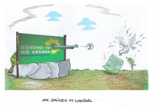 Cartoon: Friedenspartei war gestern (medium) by mandzel tagged russland,putin,nato,osterweiterung,ukraine,krieg,europa,die,grünen,waffen,panzerlieferungen,russland,putin,nato,osterweiterung,ukraine,krieg,europa,die,grünen,waffen,panzerlieferungen