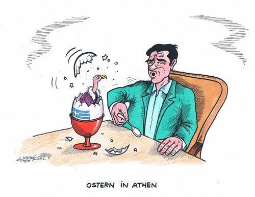Cartoon: Griechenland vor der Pleite (medium) by mandzel tagged griechenland,pleite,zahlungsunfähigkeit,osterei,tsipras,griechenland,pleite,zahlungsunfähigkeit,osterei,tsipras