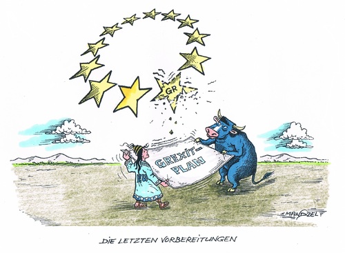 Cartoon: Griechenlandpleite (medium) by mandzel tagged griechenland,pleite,grexit,griechenland,pleite,grexit
