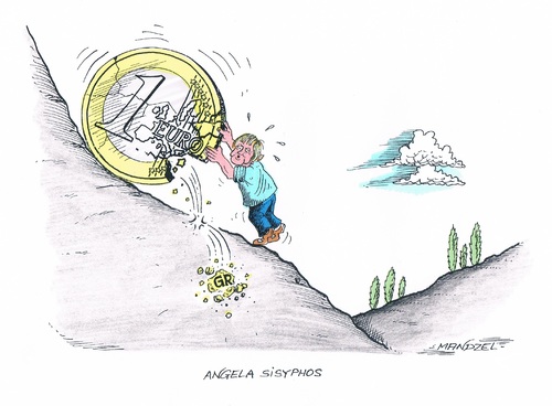 Cartoon: Griechenlands Euro-Krise (medium) by mandzel tagged eurokrise,griechenland,merkel,sisyphos,grexit,eurokrise,griechenland,merkel,sisyphos,grexit
