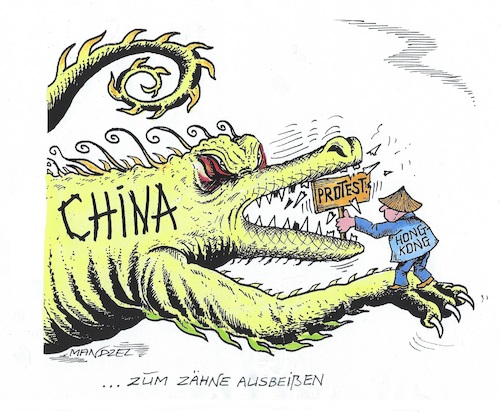 Cartoon: Hongkong und der Drache (medium) by mandzel tagged china,hongkong,demonstrationen,proteste,unterdrückung,china,hongkong,demonstrationen,proteste,unterdrückung