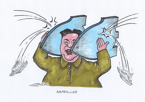 Cartoon: Immun gegen Sanktionen (medium) by mandzel tagged kim,nordkorea,atomprogramm,wasserstoffbombenusa,kriegsgefahr,provokationen,kim,nordkorea,atomprogramm,wasserstoffbombenusa,kriegsgefahr,provokationen