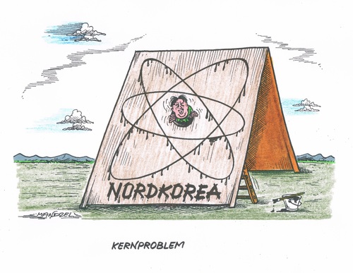 Cartoon: Kernproblem Kim (medium) by mandzel tagged nordkorea,kim,atomkern,nordkorea,kim,atomkern