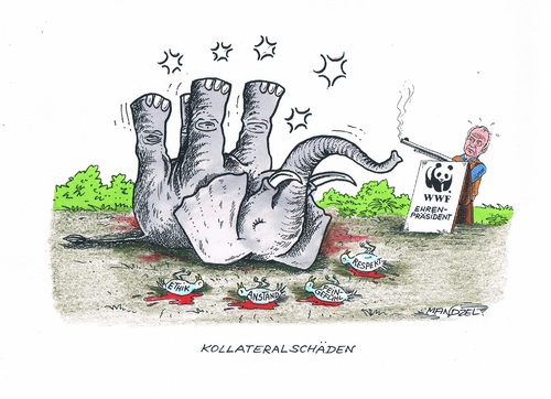 Cartoon: Kollateralschäden auf der Jagd (medium) by mandzel tagged mangelnde,sensibilität,jagd,gedankenlosigkeit,juan,carlos
