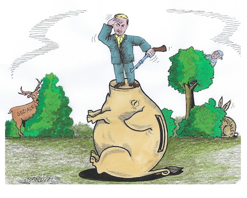 Cartoon: Lindners Sparziele (medium) by mandzel tagged soziales,deutschland,lindner,einsparungen,soziales,deutschland,lindner,einsparungen